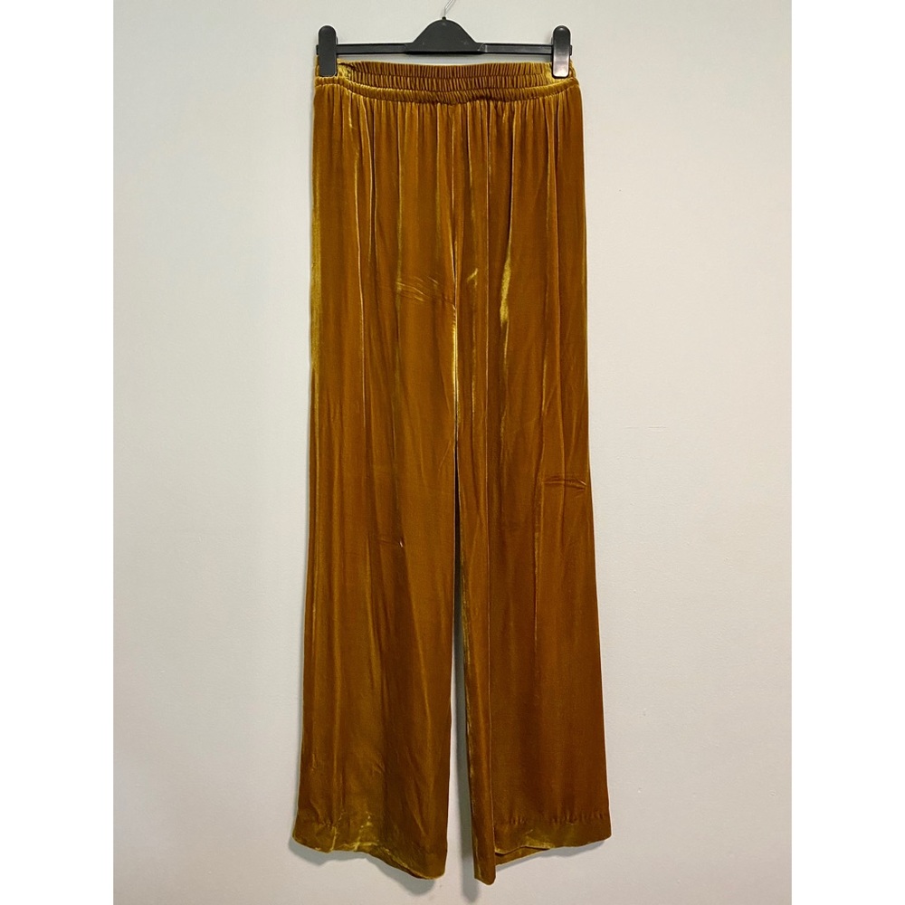 Zara Gold Velvet Trouser Pants - Picture 4 of 7